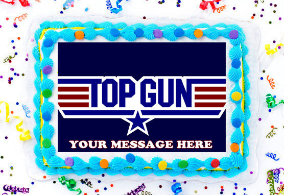 Top Gun Edible Image Cake Topper Personalized Birthday Sheet Decoration Custom Party Frosting Transfer Fondant