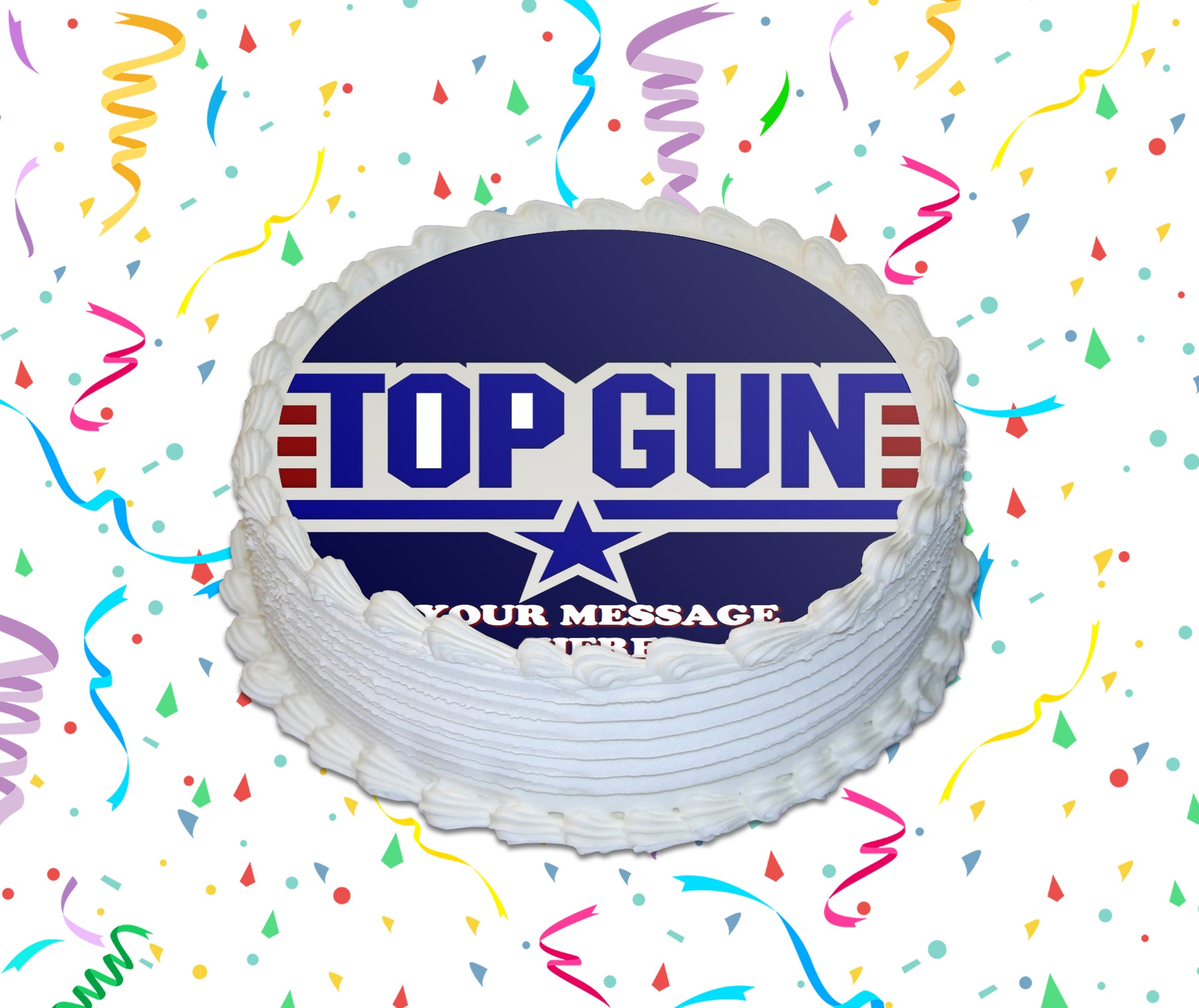 Top Gun Edible Image Cake Topper Personalized Birthday Sheet Custom Frosting Round Circle