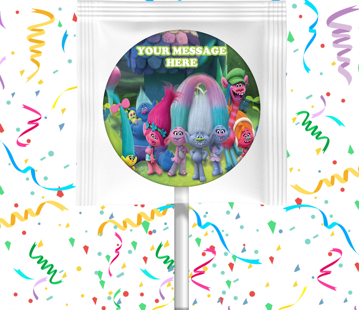 Trolls Lollipops Party Favors Personalized Suckers 12 Pcs