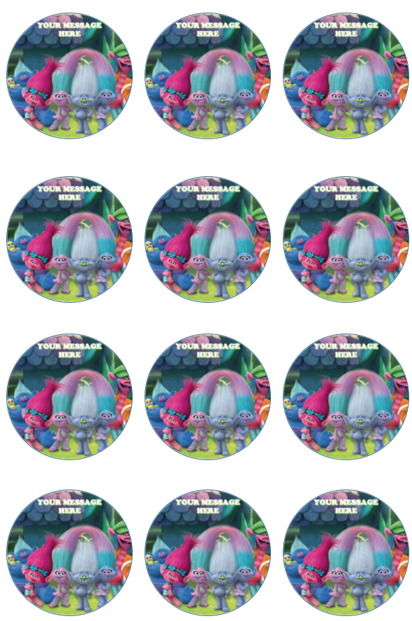 Trolls Edible Cupcake Toppers (12 Images) Cake Image Icing Sugar Sheet Edible Cake Images