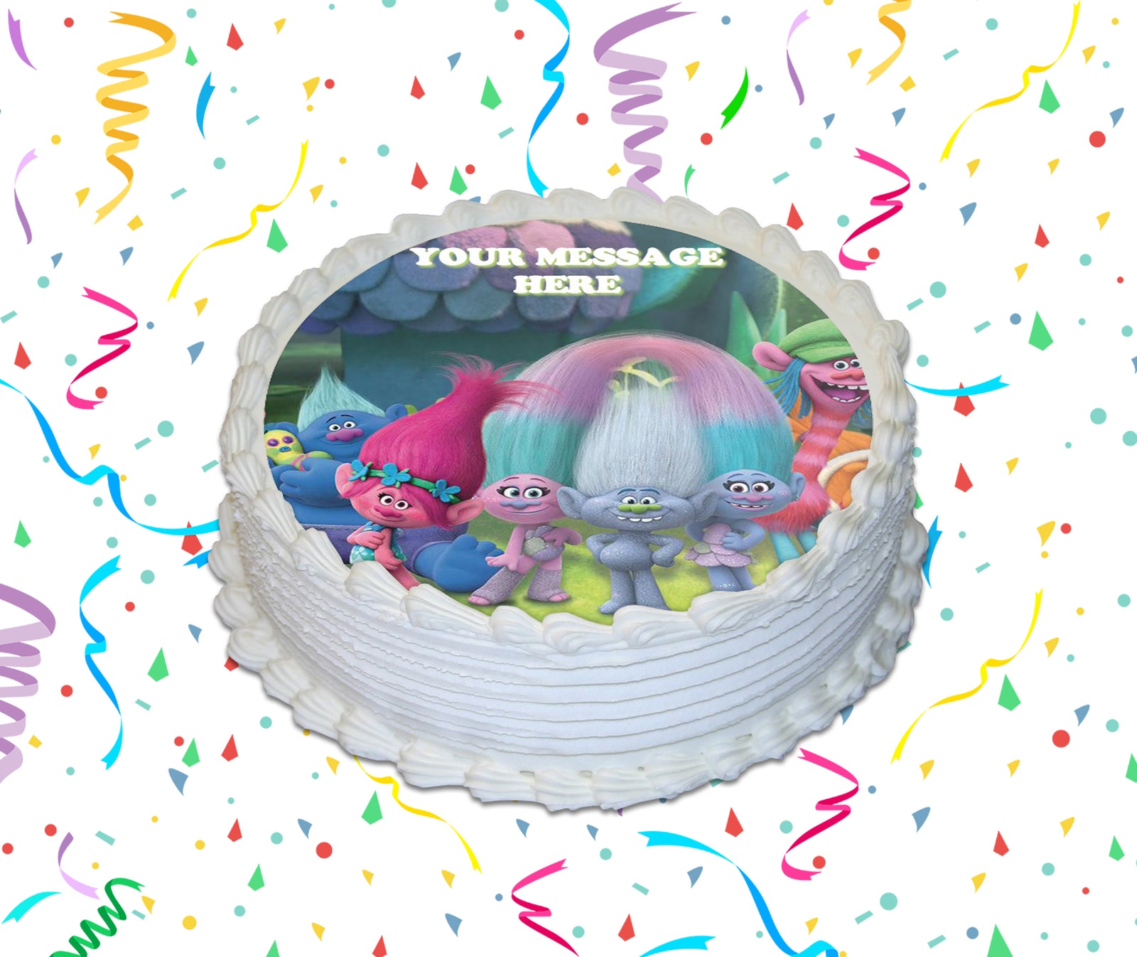 Trolls Edible Image Cake Topper Personalized Birthday Sheet Custom Frosting Round Circle