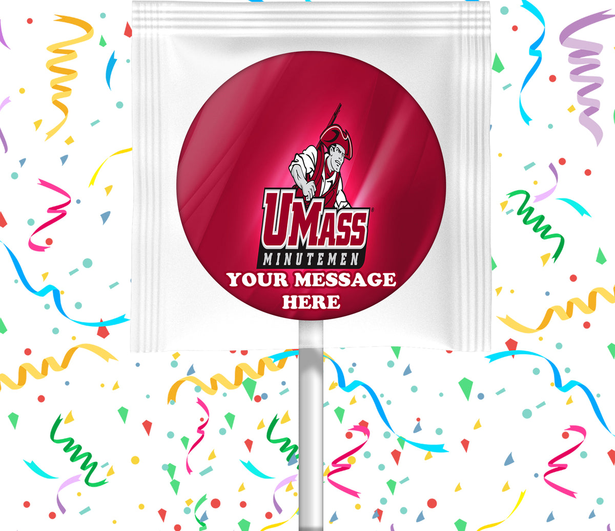 UMass Minutemen Lollipops Party Favors Personalized Suckers 12 Pcs