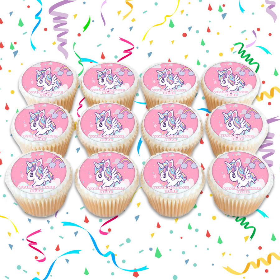 Unicorn Edible Cupcake Toppers (12 Images) Cake Image Icing Sugar Sheet Edible Cake Images