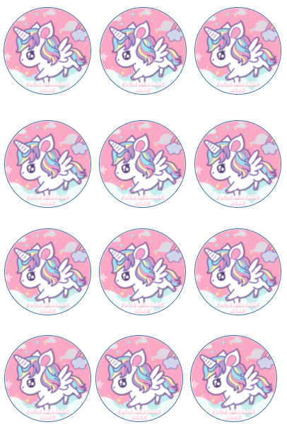 Unicorn Edible Cupcake Toppers (12 Images) Cake Image Icing Sugar Sheet Edible Cake Images