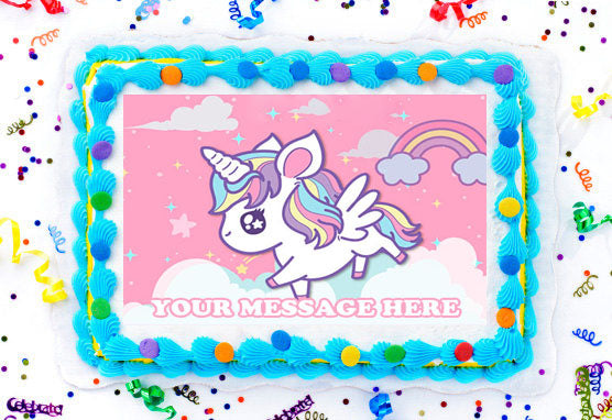 Unicorn Edible Image Cake Topper Personalized Birthday Sheet Decoration Custom Party Frosting Transfer Fondant