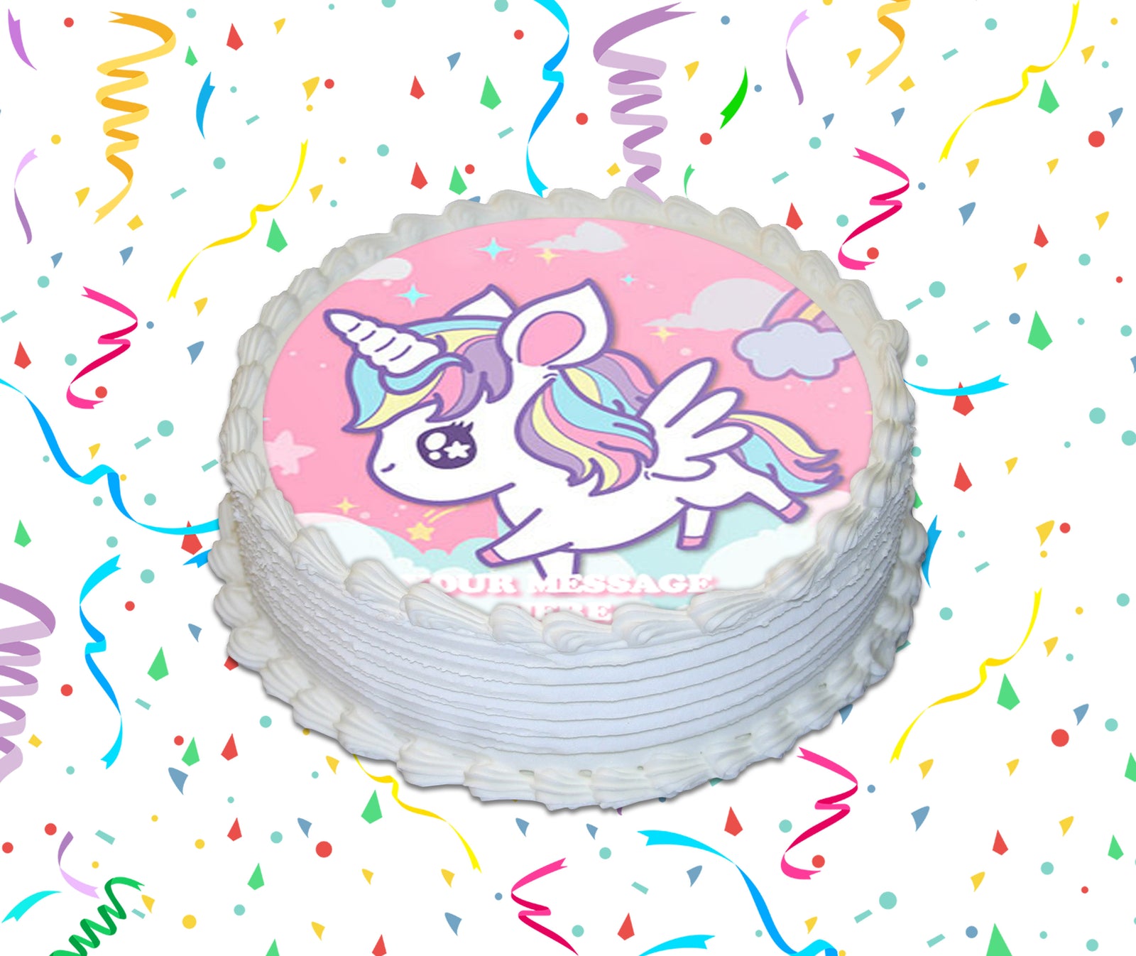 Unicorn Edible Image Cake Topper Personalized Birthday Sheet Custom Frosting Round Circle