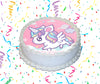 Unicorn Edible Image Cake Topper Personalized Birthday Sheet Custom Frosting Round Circle