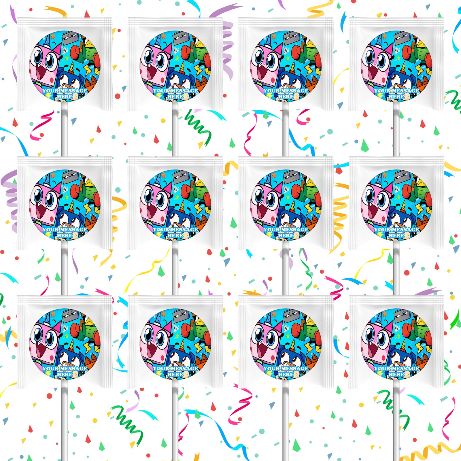 Unikitty Lollipops Party Favors Personalized Suckers 12 Pcs