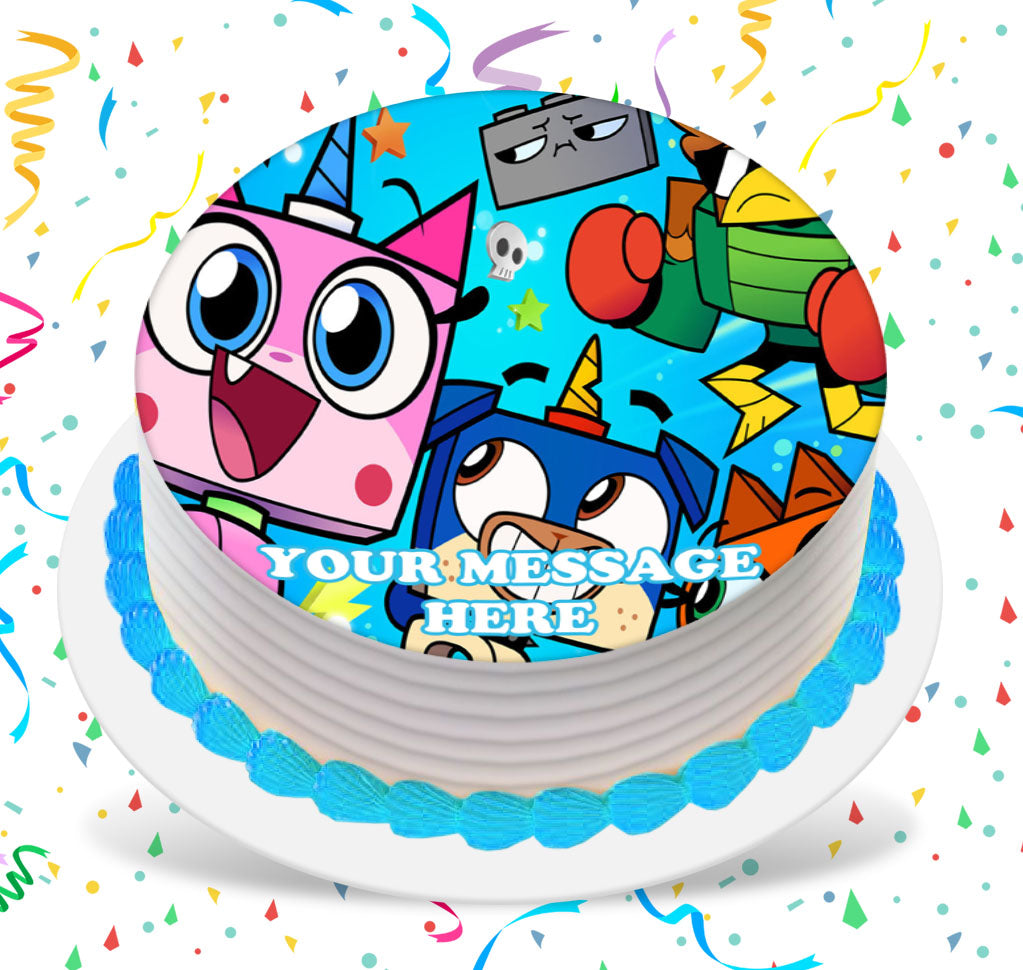 Unikitty Edible Image Cake Topper Personalized Birthday Sheet Custom Frosting Round Circle