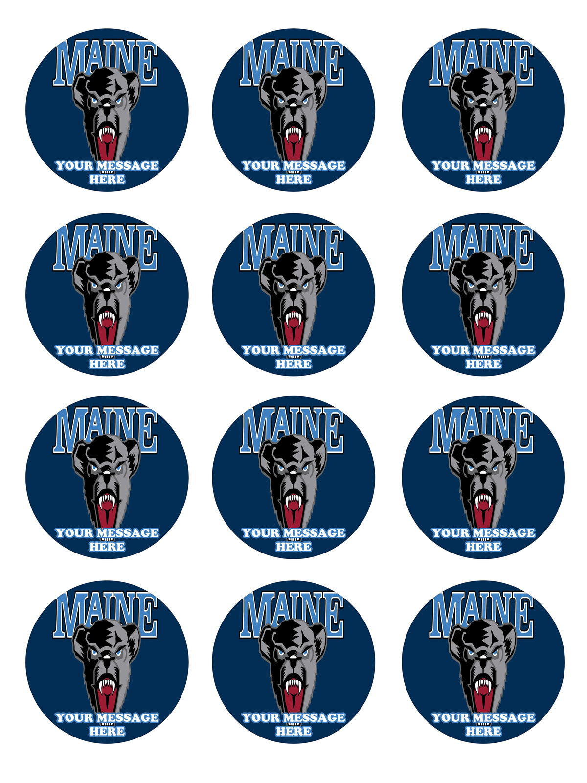 University Of Maine Edible Cupcake Toppers (12 Images) Cake Image Icing Sugar Sheet Edible Cake Images