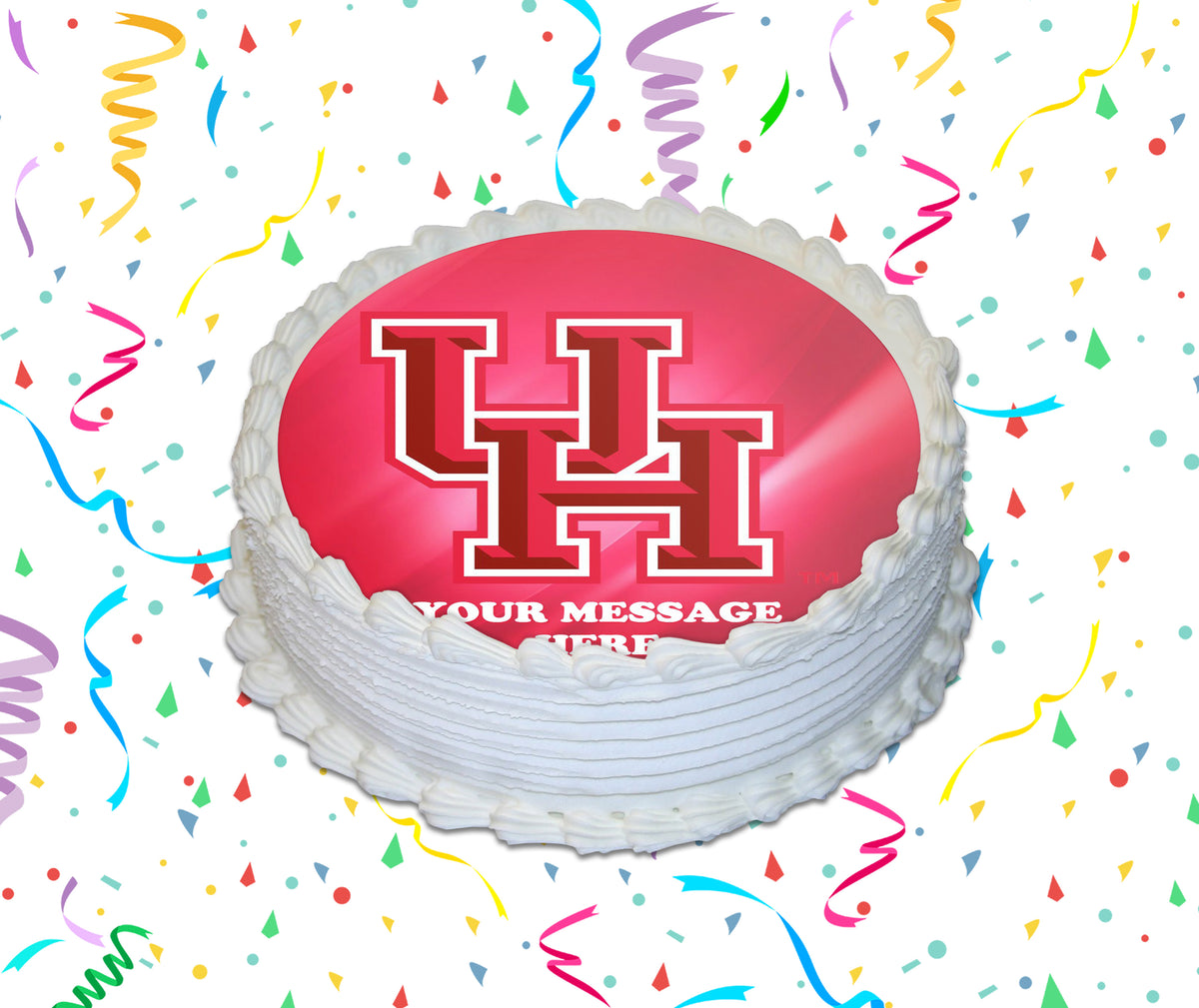 University Of Houston Edible Image Cake Topper Personalized Birthday Sheet Custom Frosting Round Circle