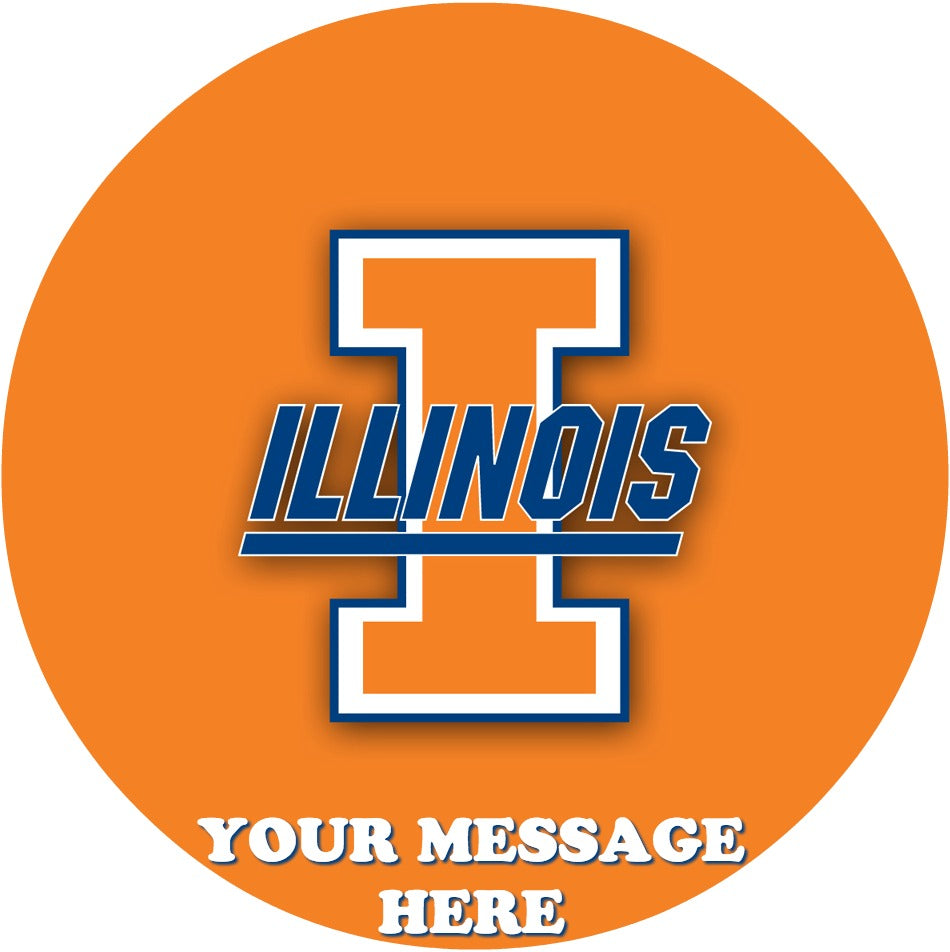 University Of Illinois Edible Image Cake Topper Personalized Birthday Sheet Custom Frosting Round Circle