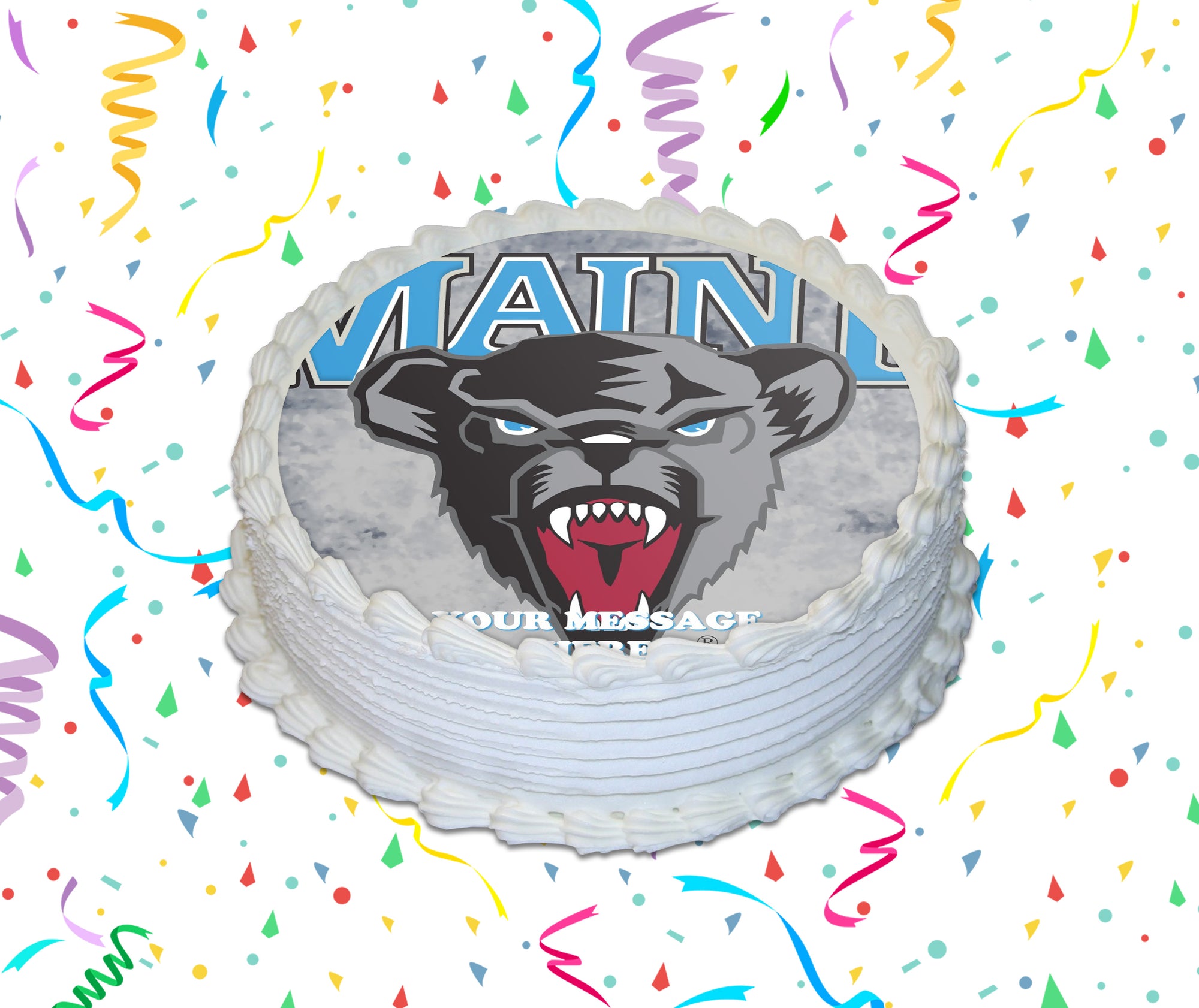 University Of Maine Edible Image Cake Topper Personalized Birthday Sheet Custom Frosting Round Circle