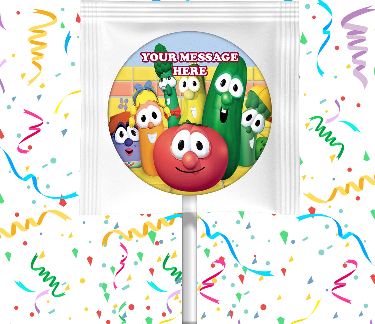 VeggieTales Lollipops Party Favors Personalized Suckers 12 Pcs