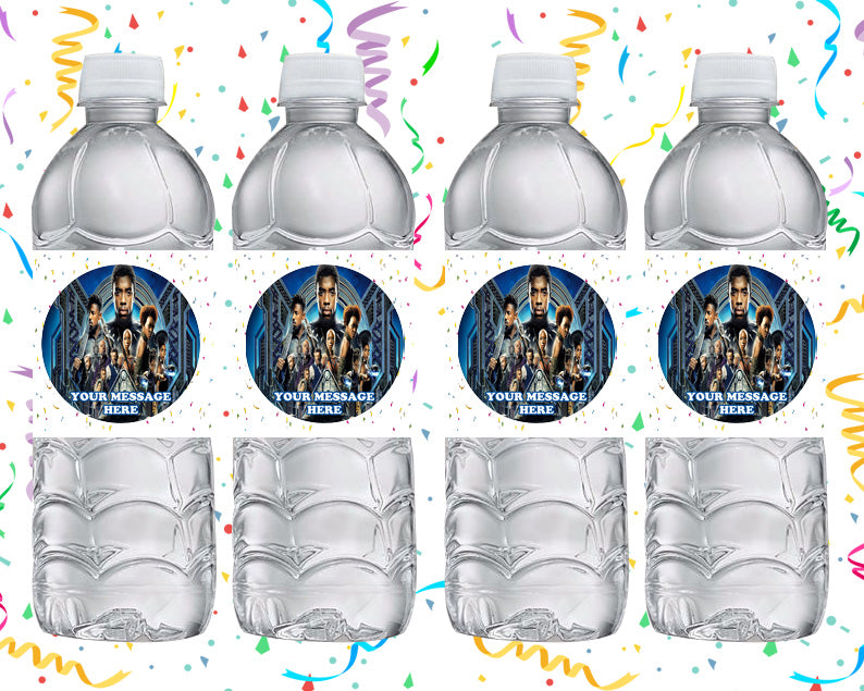 Black Panther Water Bottle Stickers 12 Pcs Labels Party Favors Supplies Decorations