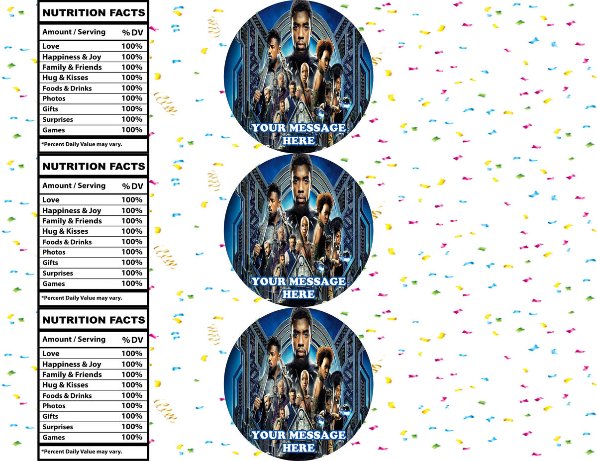 Black Panther Water Bottle Stickers 12 Pcs Labels Party Favors Supplies Decorations