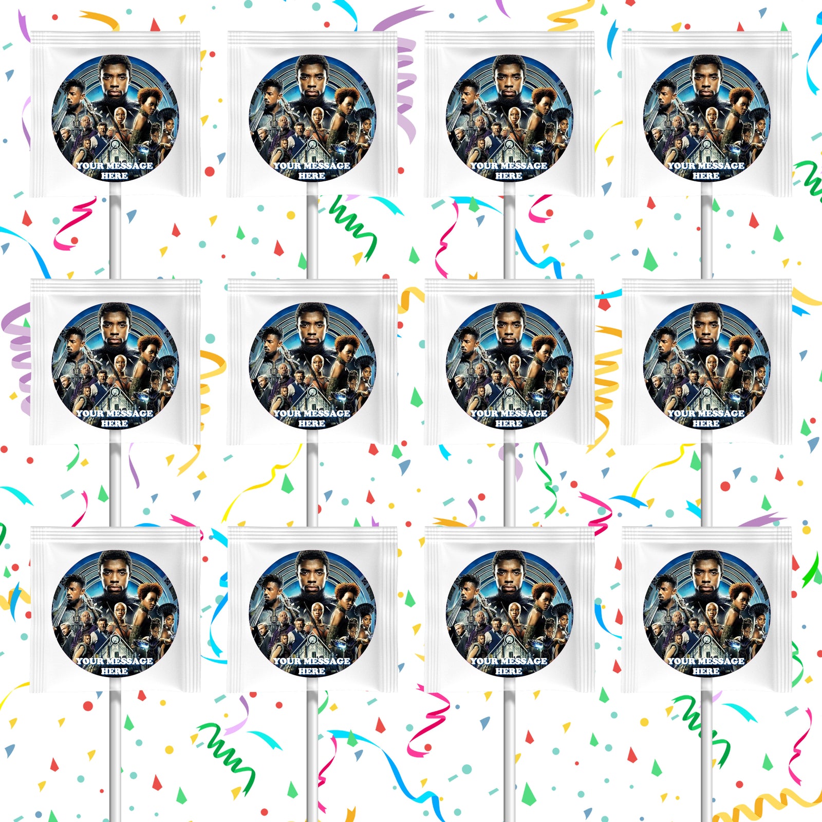Black Panther Lollipops Party Favors Personalized Suckers 12 Pcs