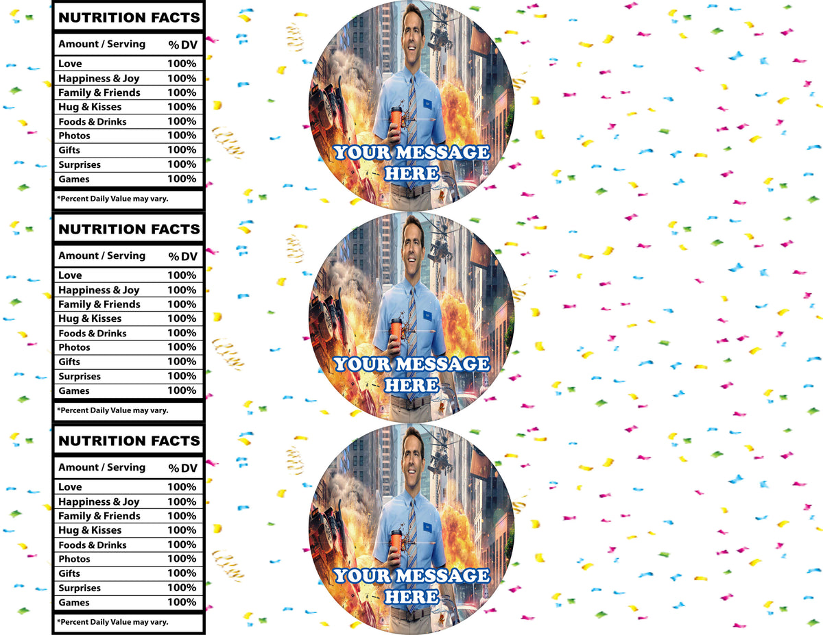 Free Guy Water Bottle Stickers 12 Pcs Labels Party Favors Supplies Decorations