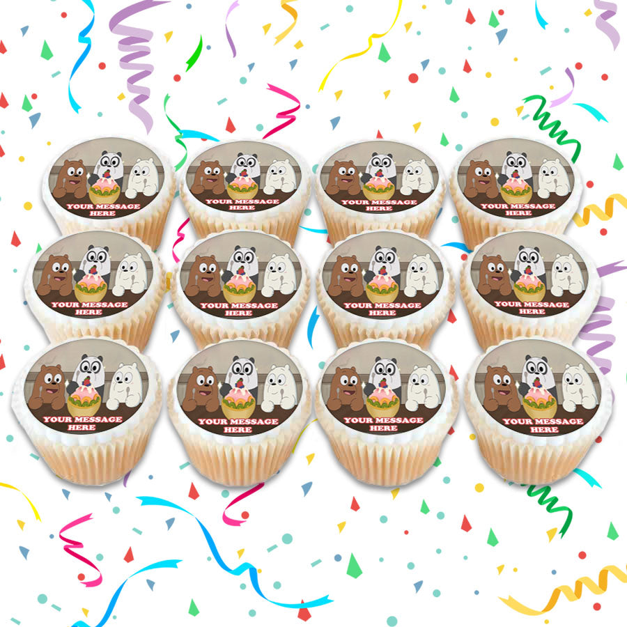 We Bare Bears Edible Cupcake Toppers (12 Images) Cake Image Icing Sugar Sheet Edible Cake Images