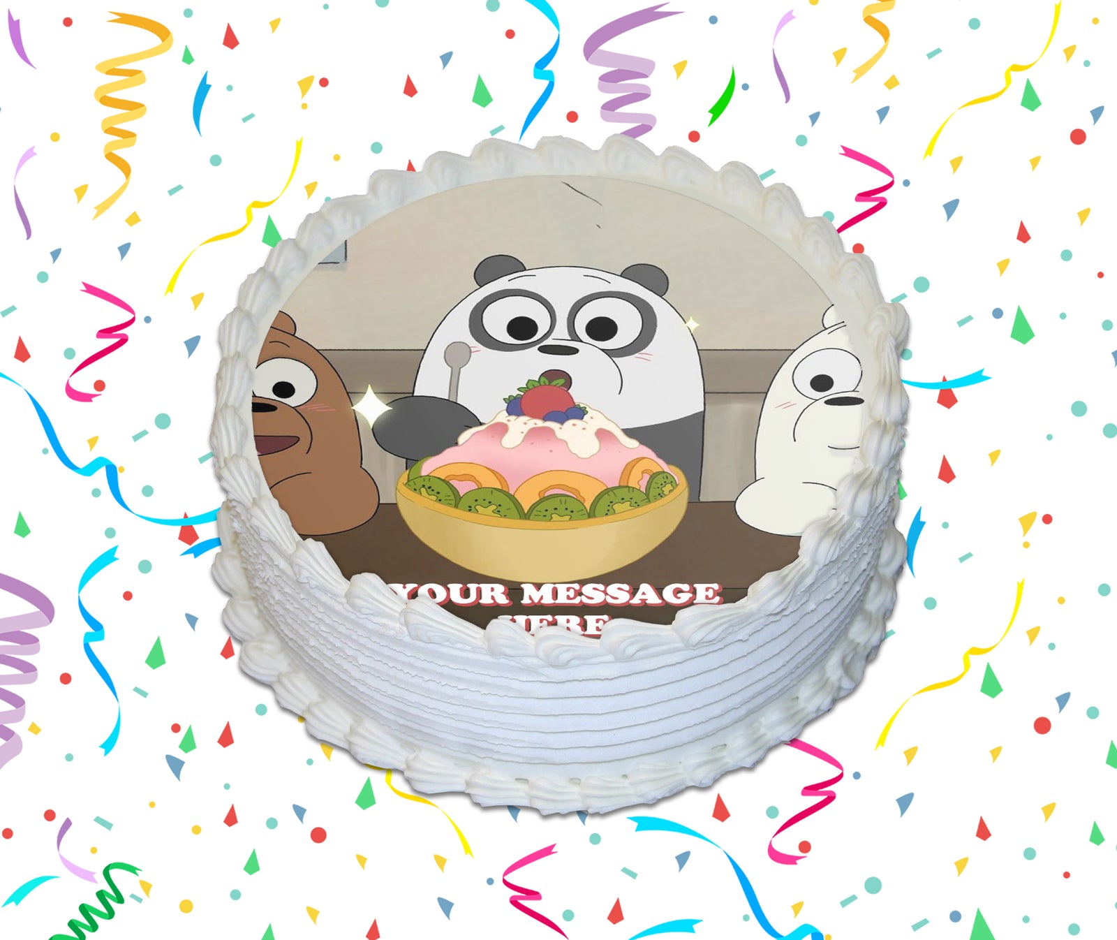 We Bare Bears Edible Image Cake Topper Personalized Birthday Sheet Custom Frosting Round Circle