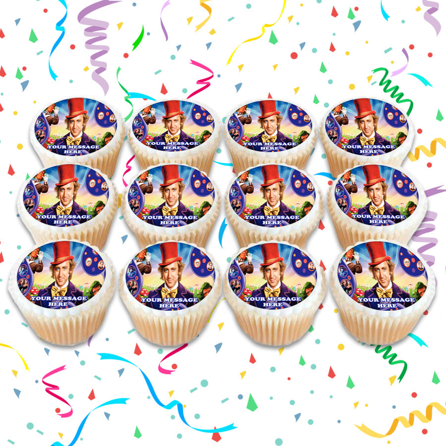 Willy Wonka &amp; The Chocolate Factory Edible Cupcake Toppers (12 Images) Cake Image Icing Sugar Sheet Edible Cake Images