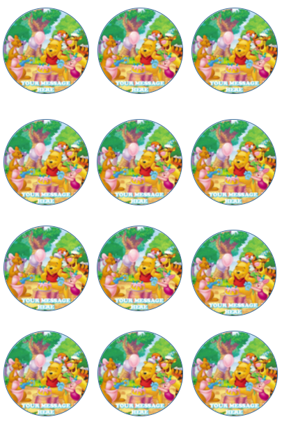 Winnie-The-Pooh Edible Cupcake Toppers (12 Images) Cake Image Icing Sugar Sheet Edible Cake Images