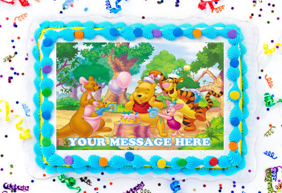 Winnie-The-Pooh Edible Image Cake Topper Personalized Birthday Sheet Decoration Custom Party Frosting Transfer Fondant