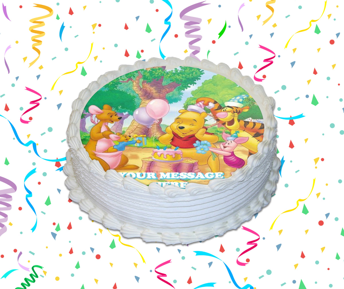 Winnie-The-Pooh Edible Image Cake Topper Personalized Birthday Sheet Custom Frosting Round Circle