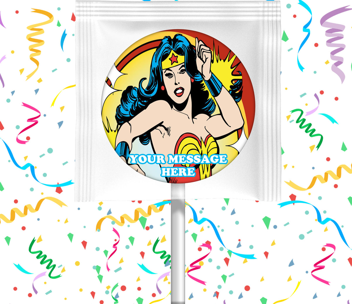 Wonder Woman Lollipops Party Favors Personalized Suckers 12 Pcs