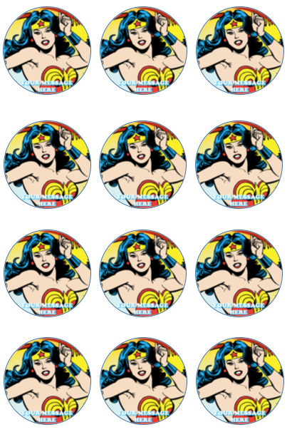 Wonder Woman Edible Cupcake Toppers (12 Images) Cake Image Icing Sugar Sheet Edible Cake Images