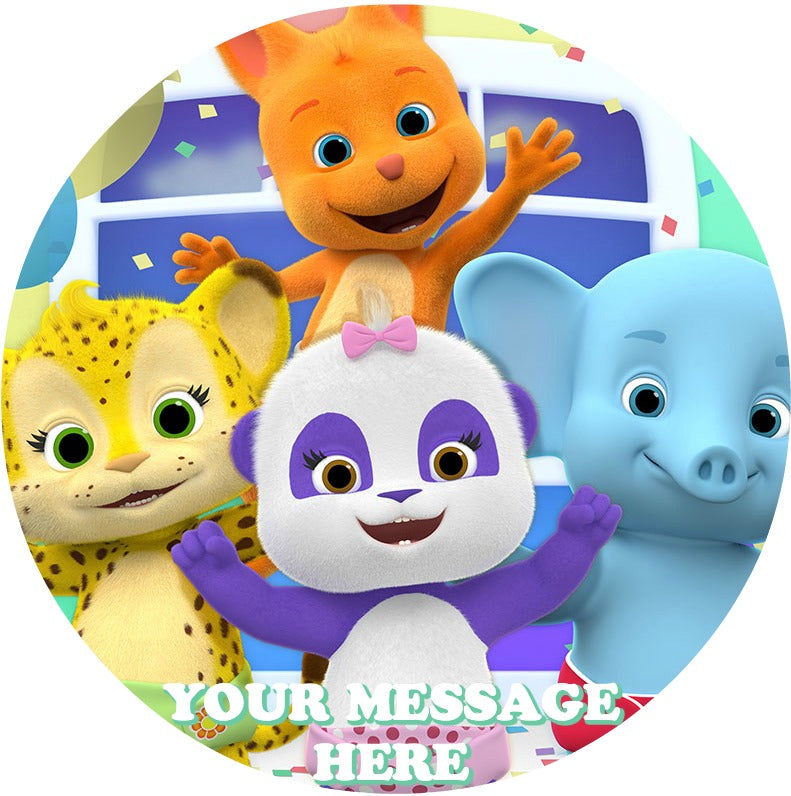 Word Party Edible Image Cake Topper Personalized Birthday Sheet Custom Frosting Round Circle