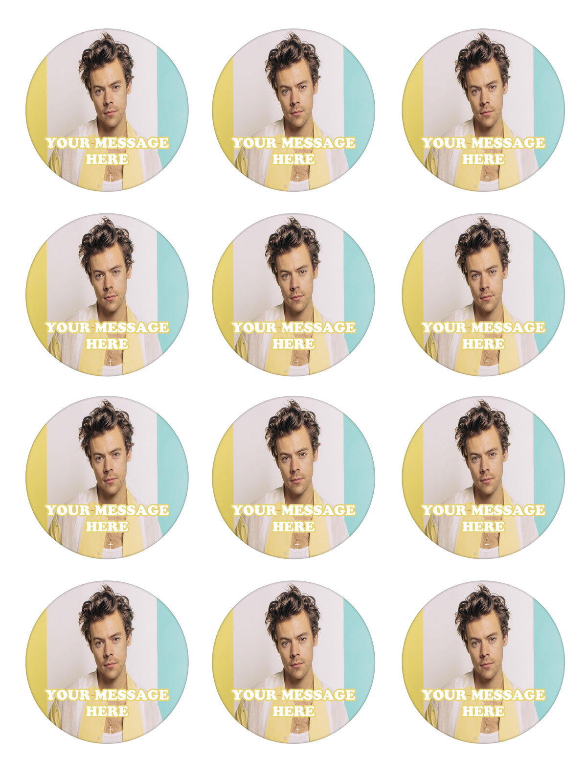 Harry Styles Edible Cupcake Toppers (12 Images) Cake Image Icing Sugar Sheet