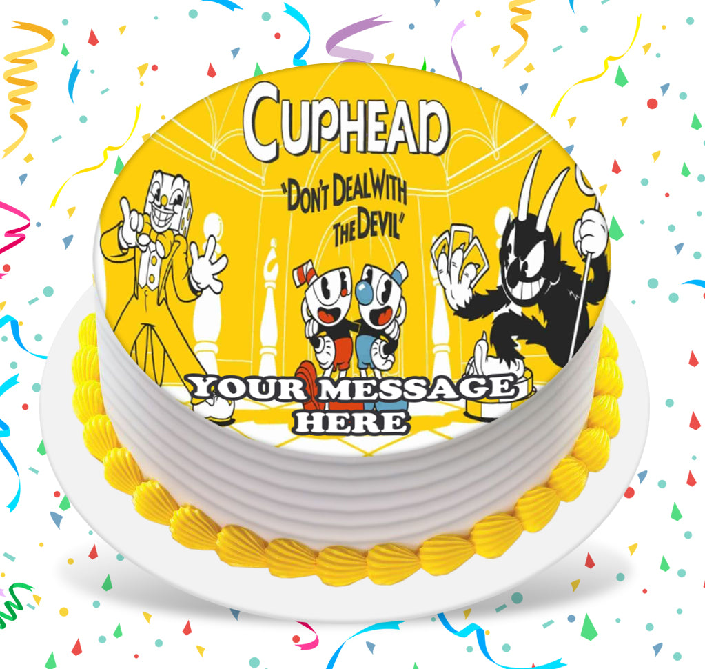 Cuphead Edible Image Cake Topper Personalized Birthday Sheet Custom Frosting Round Circle