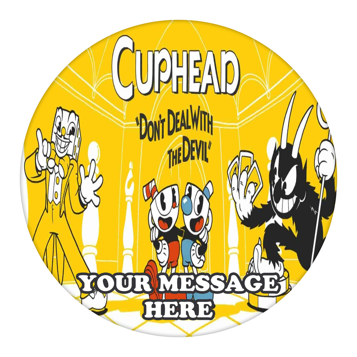 Cuphead Edible Image Cake Topper Personalized Birthday Sheet Custom Frosting Round Circle