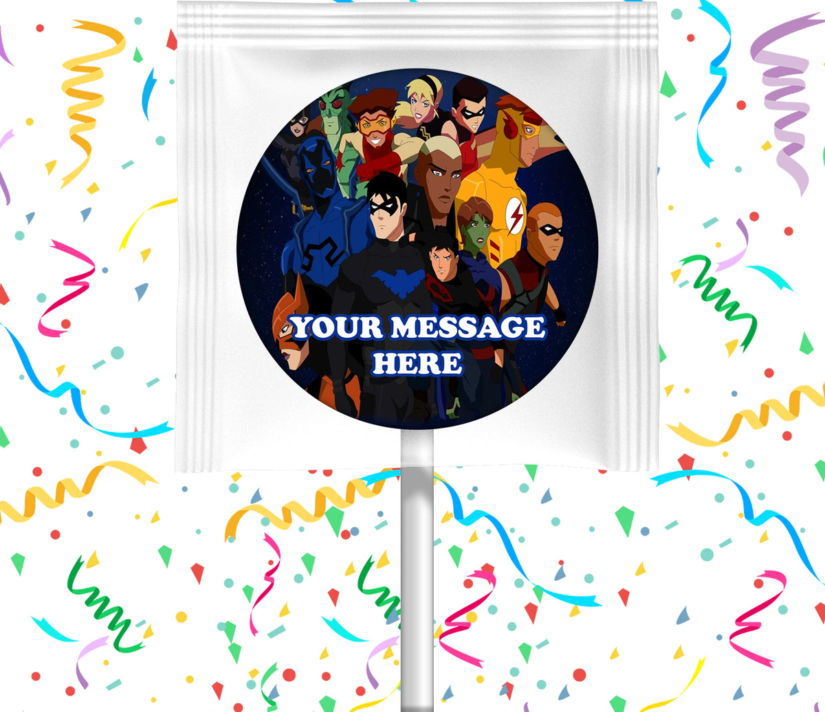Young Justice Lollipops Party Favors Personalized Suckers 12 Pcs