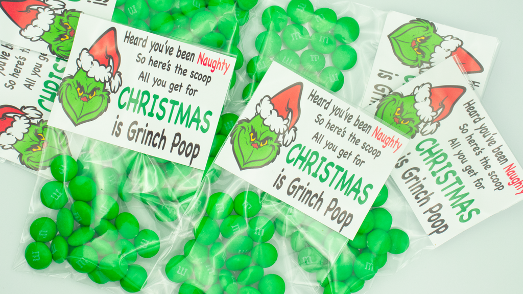 Candy Stocking Stuffers Christmas Party Favors Grinch Poop - PartyCreationz for Free Printable Grinch Pills Printable